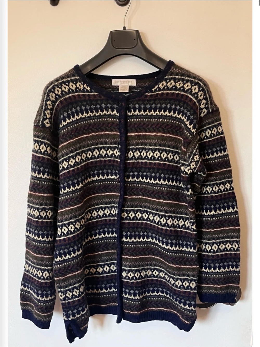 Striped Fair Isle Crewneck Sweater - Navy, Cream & Multi